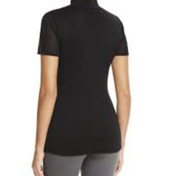 Tahari cut-out choker sweater top, NEW ladies small black short sleeve V-neck - Picture 5 of 8